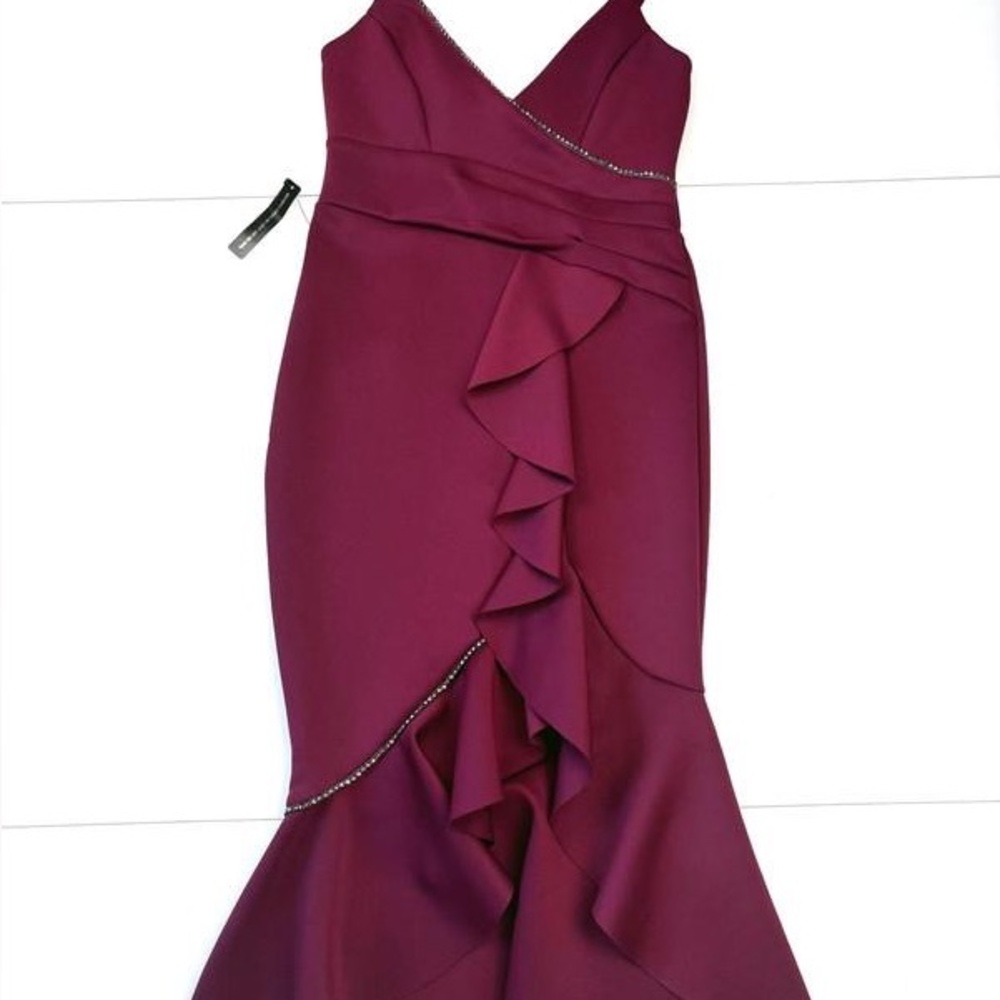 Lipsy Red Asymmetrical Ruffled Wrap Dress